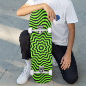 Neon Green Black Pattern optische illusie Aangepas Persoonlijk Skateboard