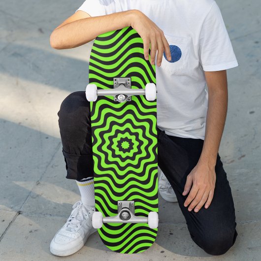 Neon Green Black Pattern optische illusie Aangepas Persoonlijk Skateboard