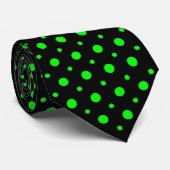 Neon Green, Black Polka Dots Stropdas (klein en kl (Opgerold)