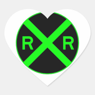 Neon Green & Black Railroad Crossing Sign Hart Sticker