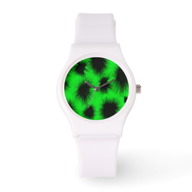 Neon Green Black Spike Sporty White Horloge (Voorkant)