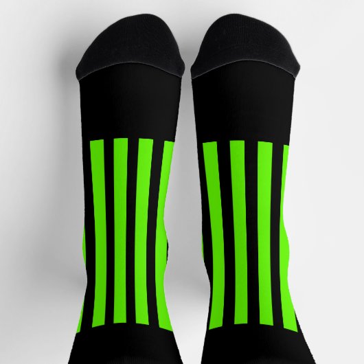 Neon Green Black Stripes Crew Sokken (Top)