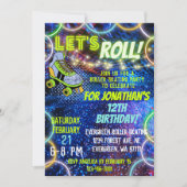 Neon Green Blue Boy laat rolrolrolschaatsen Kaart (Voorkant)