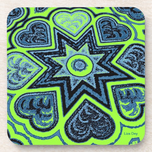 "Neon Green & Blue Love"-Onderzetters Onderzetter (Voorkant)