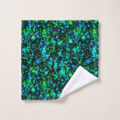 Neon Green Blue Paint Splatter Retro Bad Handdoek (Wasdoekje)