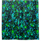 Neon Green Blue Paint Splatter Retro Douchegordijn (Voorkant)
