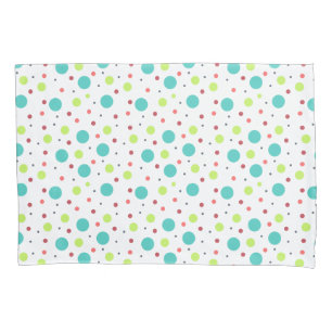 Neon Green Blue Red Pink Grey Polka Dots Kussensloop