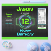 Neon Green Boy Birthday Party Chip Bag Wrapper Flyer (Enkel)