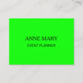 Neon Green Bright Colorful Modern Event Planner Visitekaartje (Voorkant)