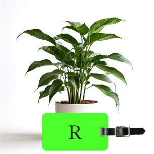 Neon Green Bright Colorful Monogram Initiaal Bagagelabel