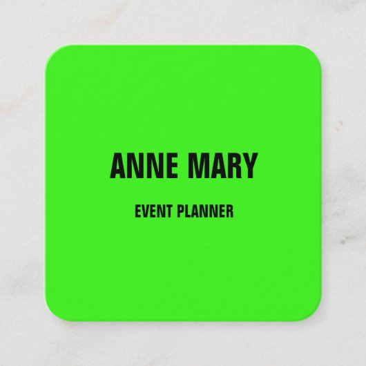 Neon Green Bright Colorful Wedding Event Planner2 Vierkante Visitekaartje (Voorkant)