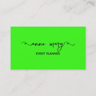 Neon Green Bright Colorful Wedding Events Modern Visitekaartje
