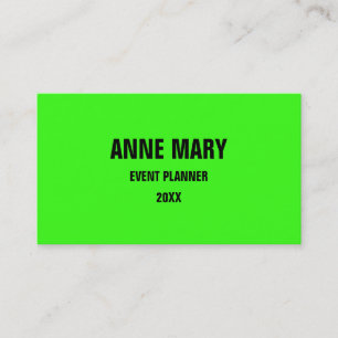 Neon Green Bright Colorful Wedding Events Modern Visitekaartje