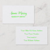 Neon Green BrightStor artiest Salon Custom White Visitekaartje (Voorkant / Achterkant)