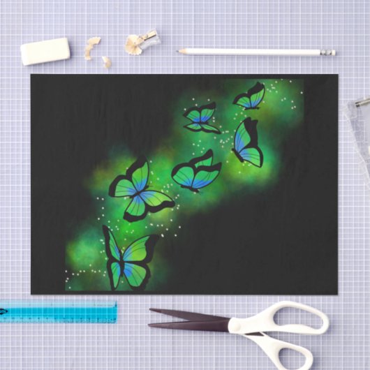 Neon Green Butterflies Tissuepapier (Craft)