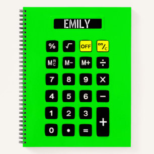 Neon Green Calculator met Naam Notitieboek