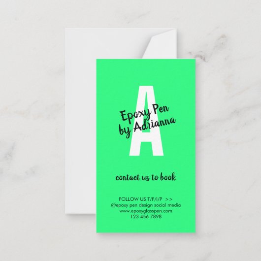 Neon Green Care Instructies voor Epoxy Pen Notitiekaartje (Achterkant)