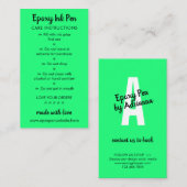 Neon Green Care Instructies voor Epoxy Pen Notitiekaartje (Voorkant / Achterkant)