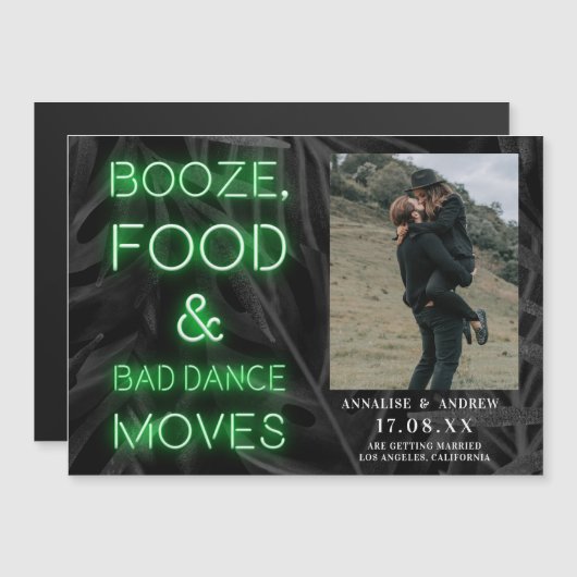 Neon green casual palmblad behalve de datumfoto (Voorkant / Achterkant)