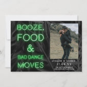 Neon green casual palmblad behalve de datumfoto save the date (Voorkant)