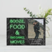 Neon green casual palmblad behalve de datumfoto save the date (Staand voorkant)