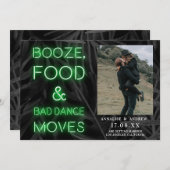 Neon green casual palmblad behalve de datumfoto save the date (Voorkant / Achterkant)