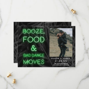 Neon green casual palmblad behalve de datumfoto save the date