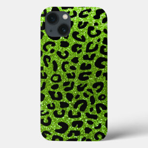 Neon green cheetah printpatroon iPhone 13 hoesje