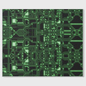 Neon Green Circuit Board | Aangepast Cadeaupapier (Vlak)