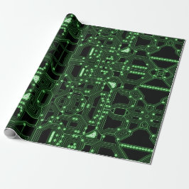 Neon Green Circuit Board | Aangepast Cadeaupapier