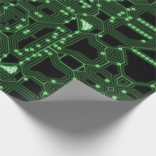 Neon Green Circuit Board | Aangepast Cadeaupapier (Hoek)