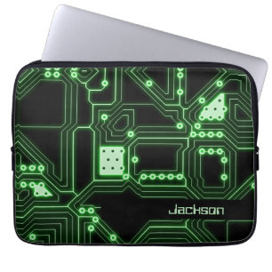 Neon Green Circuit Board   Gepersonaliseerd Laptop Sleeve