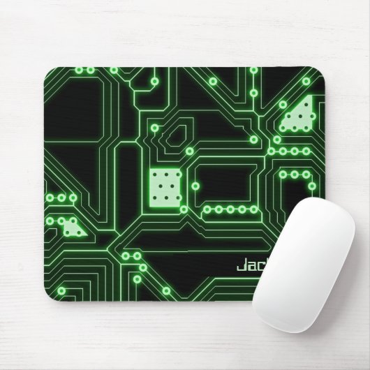 Neon Green Circuit Board | Gepersonaliseerd Muismat (Met muis)