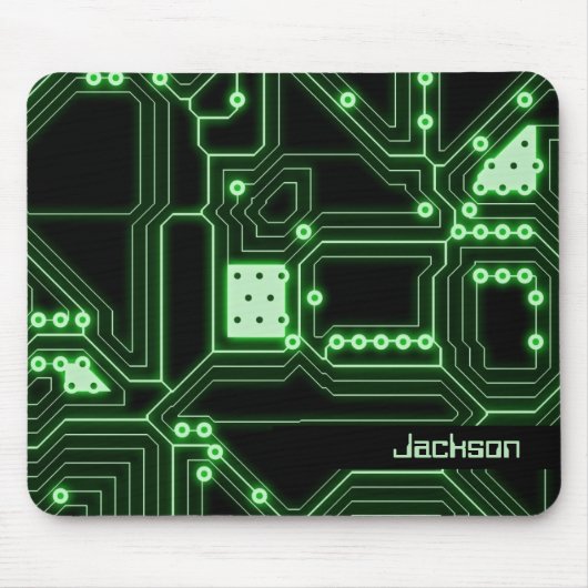 Neon Green Circuit Board | Gepersonaliseerd Muismat (Voorkant)