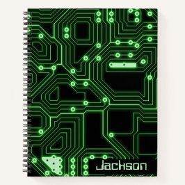 Neon Green Circuit Board | Gepersonaliseerde spira Notitieboek