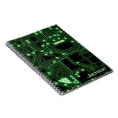 Neon Green Circuit Board | Gepersonaliseerde werve Notitieboek (Rechterzijde)