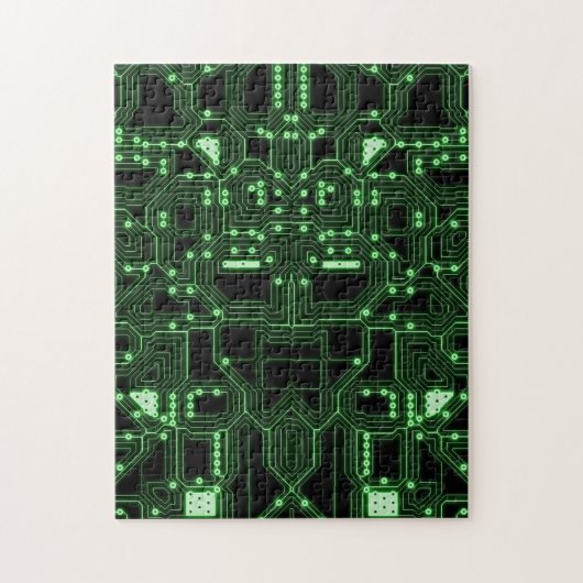 Neon Green Circuit Board | Uitdaging Legpuzzel (Verticaal)