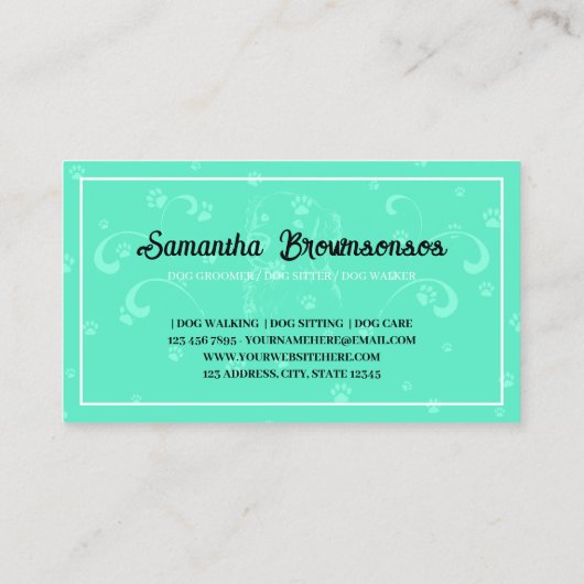 Neon Green Classy Style Pet Dog Golden Retriever Visitekaartje (Achterkant)