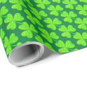 Neon Green Clover Pattern-omslagpapier Cadeaupapier (Rol Hoek)