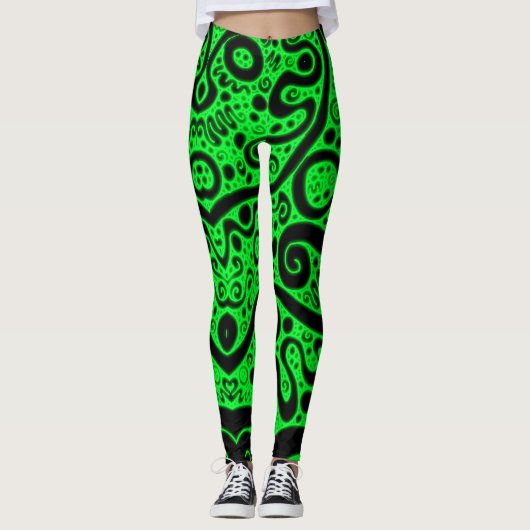 Neon Green Coils Leggings (Voorkant)
