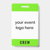 Neon Green Crew Personeelsevenement Badge (Voorkant)