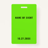 Neon Green Crew Personeelsevenement Badge (Achterkant)