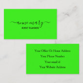 Neon Green Custom Heldere Kleurrijke Bruiloft Even Visitekaartje (Voorkant / Achterkant)