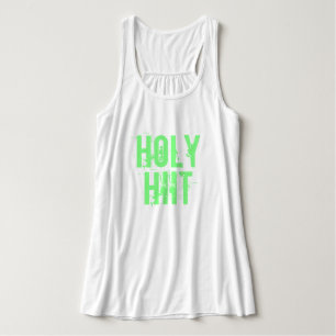 Neon Green Distress Letters "Heilige HIIT" Workout Tanktop