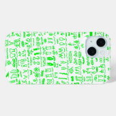 Neon Green Doodle iPhone Case – Abstract Line Art (Achterkant (horizontaal))