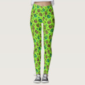 Neon Green Doodle Pattern van 80/90 Leggings (Voorkant)