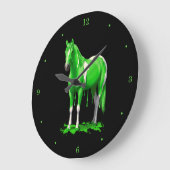 Neon Green Driving Natte verf Paard Grote Klok (Hoek)
