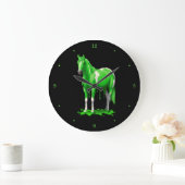 Neon Green Driving Natte verf Paard Grote Klok (Huis)