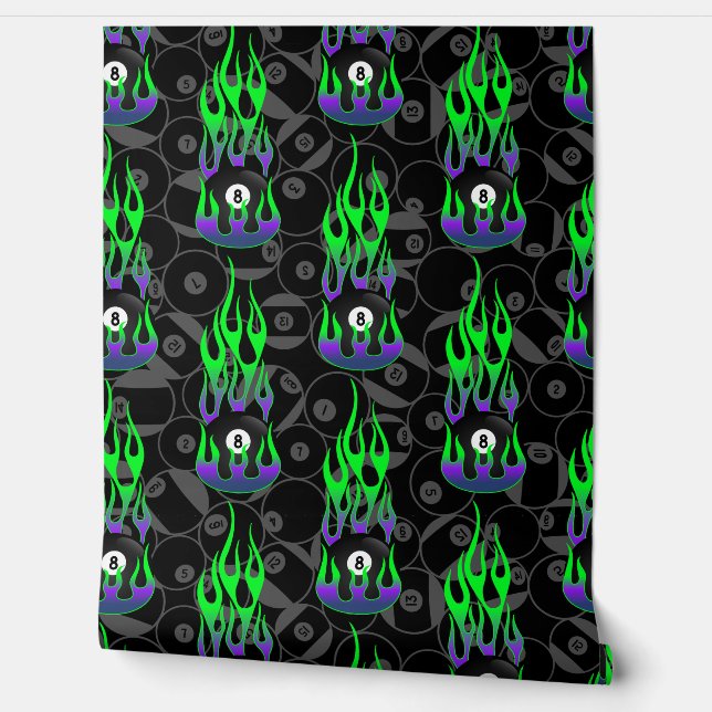 Neon Green Eight Ball Behang (Afrollen)