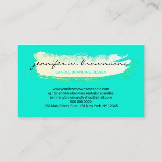 Neon Green-elegant eenvoudige sojakandel Visitekaartje (Achterkant)